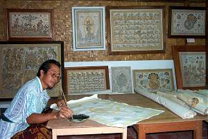 Nyoman Mandra melukis. Punya pesona sendiri - foto: Widnyana Sudibya